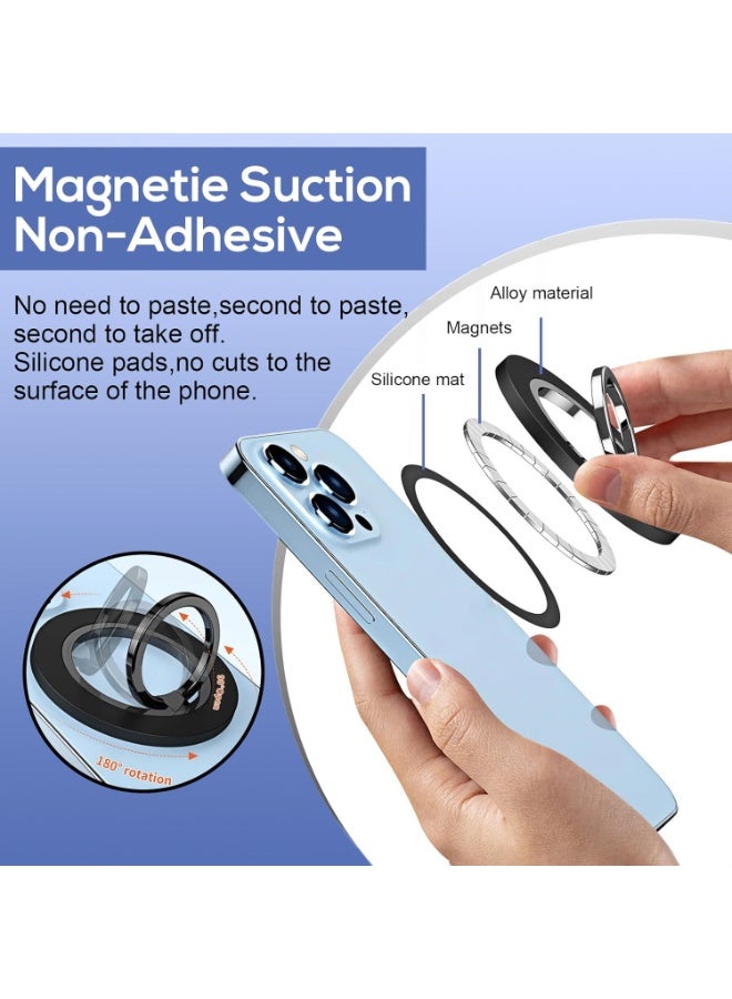 حامل حلقة مغناطيسية للهاتف مع MagSafe، حامل ثابت للهاتف بمغناطيس قوي، قاعدة قابلة للتعديل ضد الخدوش، مناسبة لهواتف iPhone 16 و15 و14 و13 و12، Pro، Pro Max، Mini، Plus، وللحالات المغناطيسية للهواتف والأجهزة التي تعمل بنظام Android، مع حلقة حديدية، أبيض - Image 3